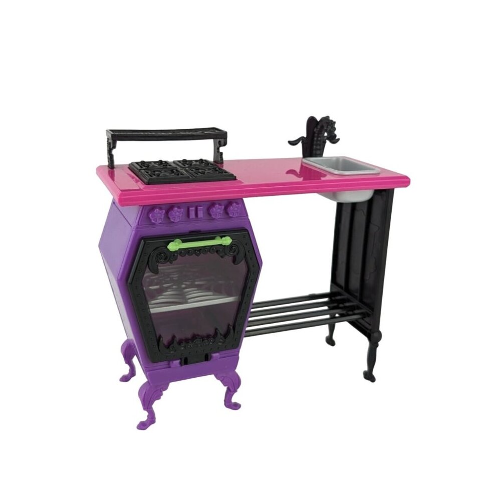 Monster High Home Ick Coffin Kitchen‎ Sink Stove Oven Dragon Faucet Toy